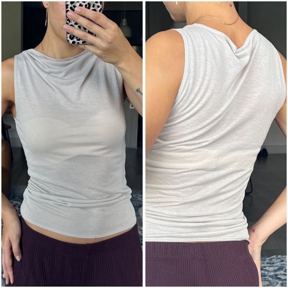 Abercrombie & Fitch Tank Top, Boat Neck, Sleeveless, Cream Color, Small - Picture 1 of 5